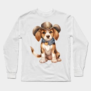 Cowboy Beagle Dog Long Sleeve T-Shirt